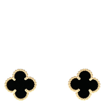 VAN CLEEF & ARPELS 18K Yellow Gold Black Onyx Sweet Alhambra Earrings