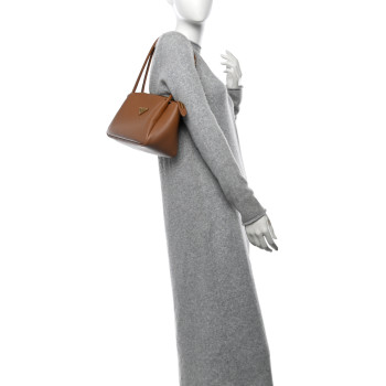PRADA Calfskin Medium Shoulder Bag Caramel