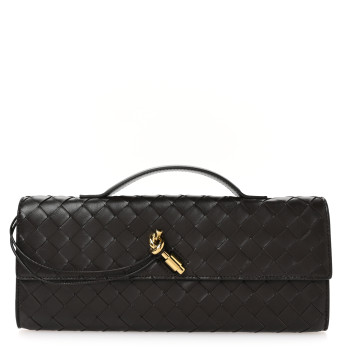 BOTTEGA VENETA Nappa Intrecciato Long Andiamo Top Handle Clutch Fondant