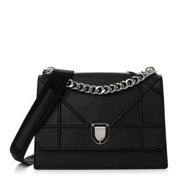 CHRISTIAN DIOR Grained Calfskin Diorama Satchel Black
