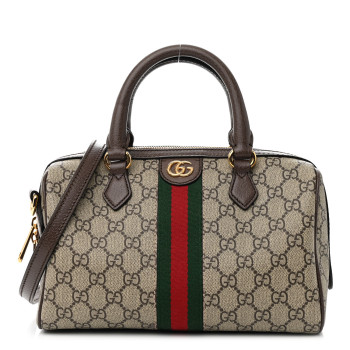 GUCCI GG Supreme Monogram Web Small Ophidia Top Handle Bag Beige Ebony