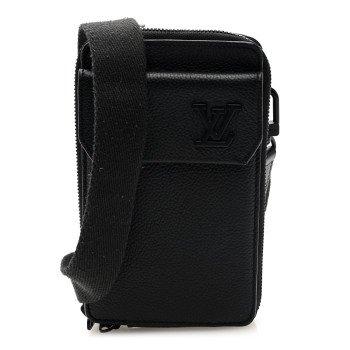LOUIS VUITTON Grained Calfskin Aerogram Phone Pouch Black
