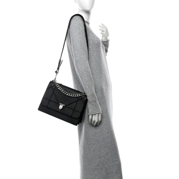 CHRISTIAN DIOR Grained Calfskin Diorama Satchel Black