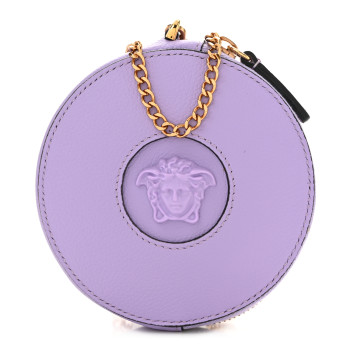 VERSACE Calfskin La Medusa Round Chain Pouch Lilac