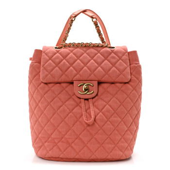 CHANEL Washed Denim Quilted Small Urban Spirit Backpack Orange