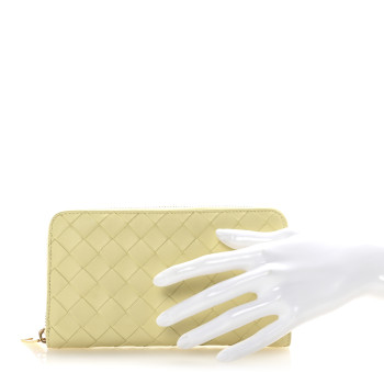 BOTTEGA VENETA Nappa Intrecciato Zip Around Wallet Ice Cream