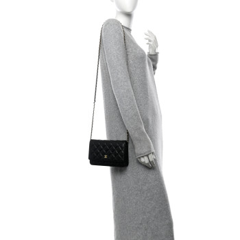 CHANEL Caviar Quilted Wallet on Chain WOC Black