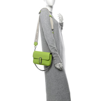 MARC JACOBS Calfskin The J Marc Shoulder Bag Green Glow