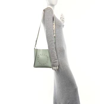 STELLA MCCARTNEY Eco Alter Nappa Perforated Logo Mini Crossbody Sage Green