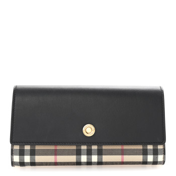 BURBERRY Vintage Check Calfskin Halton Wallet Black