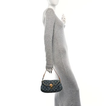 LOUIS VUITTON Monogram Denim Mini Pleaty Blue