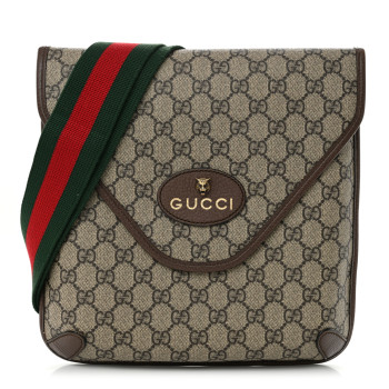 GUCCI GG Supreme Monogram Web Medium Neo Vintage Flap Messenger Bag Beige New Acero
