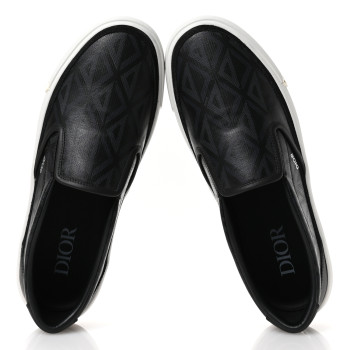 CHRISTIAN DIOR Canvas CD Diamond Mens Slip On Sneakers 45 Black