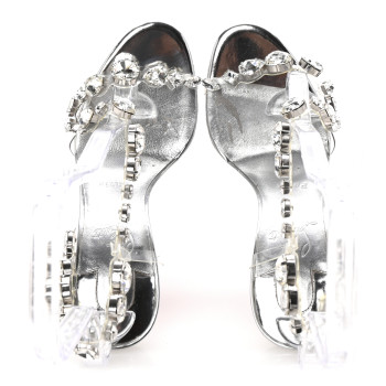 CHRISTIAN LOUBOUTIN Laminated Calfskin PVC Jewel Rosalie 100 Sandals 37 Silver