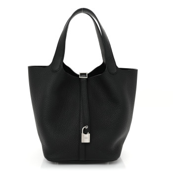 HERMES Taurillon Clemence Picotin Lock 22 MM Black