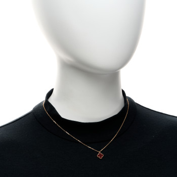 VAN CLEEF & ARPELS 18K Rose Gold Carnelian Sweet Alhambra Pendant Necklace