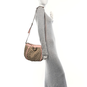 GUCCI Monogram Small D Gold Ring Messenger Pink and Beige