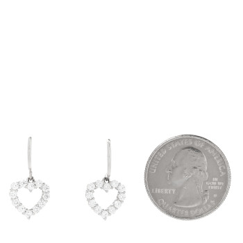 TIFFANY Platinum Diamond Heart Drop Earrings
