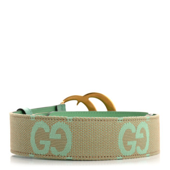 GUCCI Monogram Jumbo GG Textured Dollar Calfskin Double G 40mm Belt 85 34 Mint Green