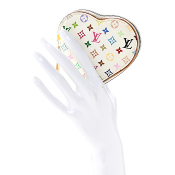 LOUIS VUITTON Monogram Multicolor Coeur Heart Coin Purse White