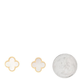 VAN CLEEF & ARPELS 18K Yellow Gold Mother of Pearl Vintage Alhambra Earrings
