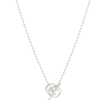 GUCCI Sterling Silver Interlocking G Brit Toggle Necklace