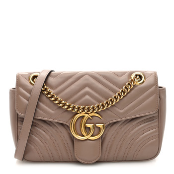 GUCCI Calfskin Matelasse Small GG Marmont Shoulder Bag Porcelain Rose