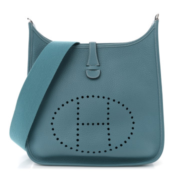 HERMES Taurillon Clemence Evelyne III PM New Blue Jean