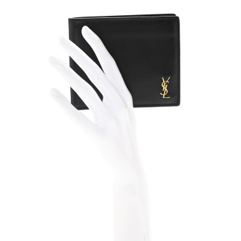 SAINT LAURENT Shiny Calfskin Tiny Bi-Wallet Black