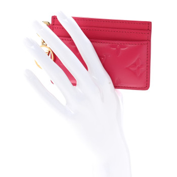 LOUIS VUITTON Lambskin Embossed Monogram Coussin Card Holder Bougainvillier