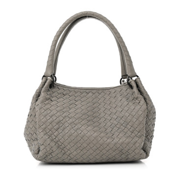 BOTTEGA VENETA Nappa Intrecciato Parachute Bag Light Grey