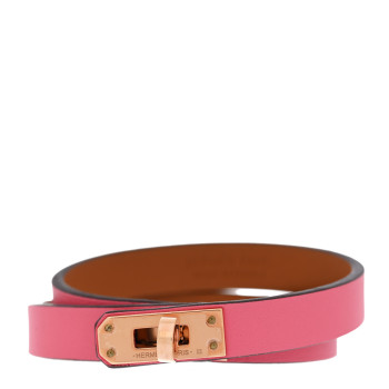 HERMES Swift Mini Kelly Double Tour Bracelet T2 Rose Azalee