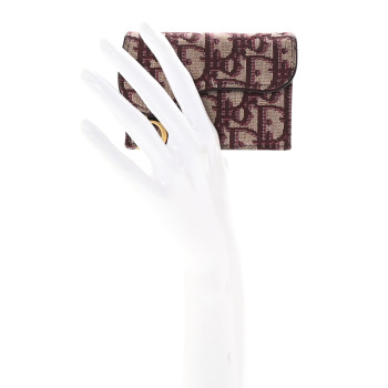 CHRISTIAN DIOR Oblique Saddle Card Holder Bordeaux
