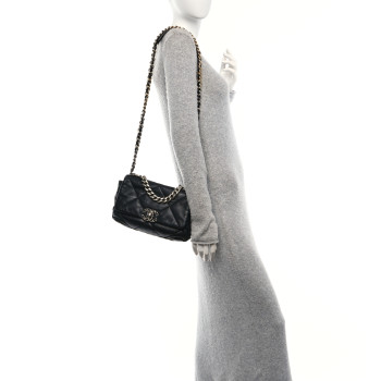 CHANEL Lambskin Quilted Medium Chanel 19 Flap Black