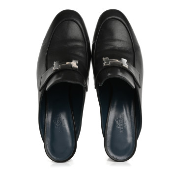 HERMES Goatskin Paradis Mules 40 Black