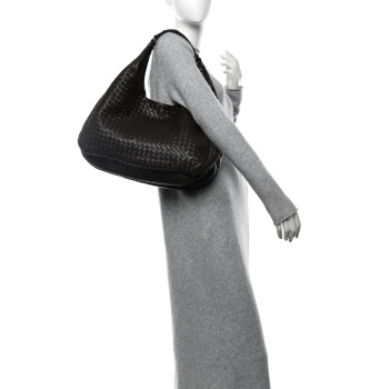 BOTTEGA VENETA Nappa Intrecciato Large Campana Hobo Ebano