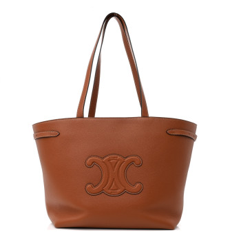 CELINE Grained Calfskin Triomphe Medium Cabas Anais Tan