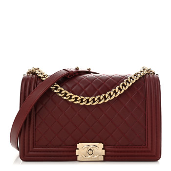 CHANEL Lambskin Quilted New Medium Boy Flap Red