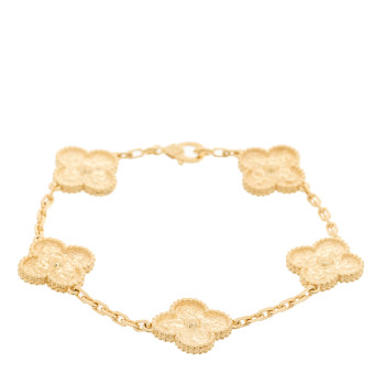 VAN CLEEF & ARPELS 18K Yellow Gold 5 Motifs Vintage Alhambra Bracelet