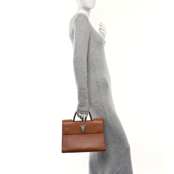 CHRISTIAN DIOR Grained Calfskin Medium Diorever Flap Brown