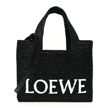 LOEWE X PAULA'S IBIZA Raffia Font Tote Black