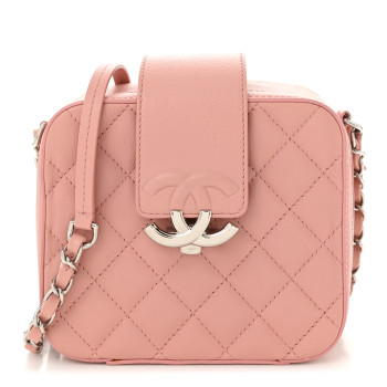 CHANEL Lambskin Quilted Mini CC Box Camera Bag Pink