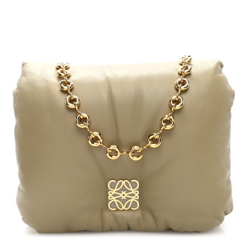 LOEWE Lambskin Goya Puffer Bag Clay Green