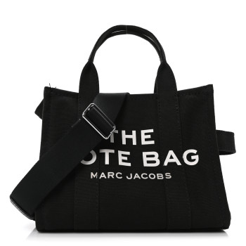 MARC JACOBS Cotton Canvas Small The Traveler Tote Bag Black