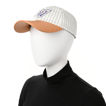 LOUIS VUITTON Calfskin Canvas Striped LV Varsity Baseball Cap M Beige