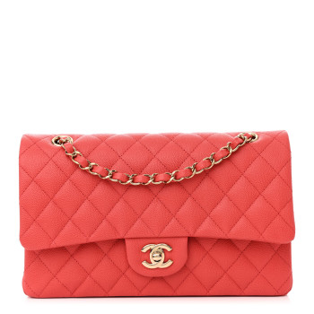 CHANEL Caviar Quilted Medium Double Flap Dark Pink