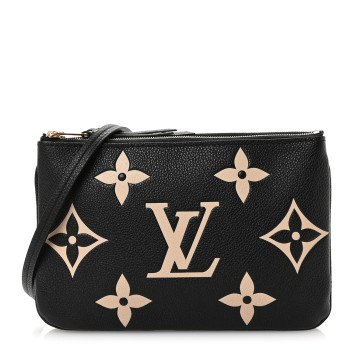 LOUIS VUITTON Empreinte Monogram Giant Double Zip Pochette Black Cream