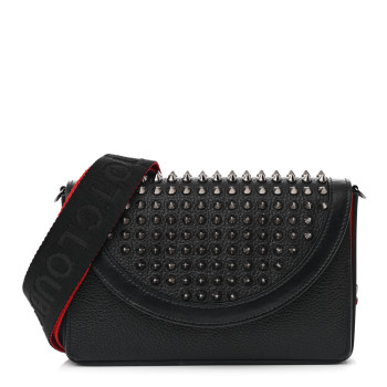 CHRISTIAN LOUBOUTIN Calfskin Funky Spikes Wallet on Strap Black