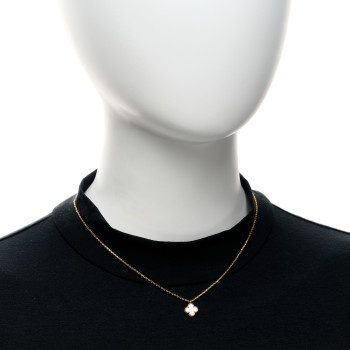 VAN CLEEF & ARPELS 18K Yellow Gold Mother of Pearl Sweet Alhambra Pendant Necklace