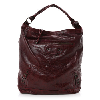 BALENCIAGA Agneau Classic Hardware Day Hobo Rouge Grenat